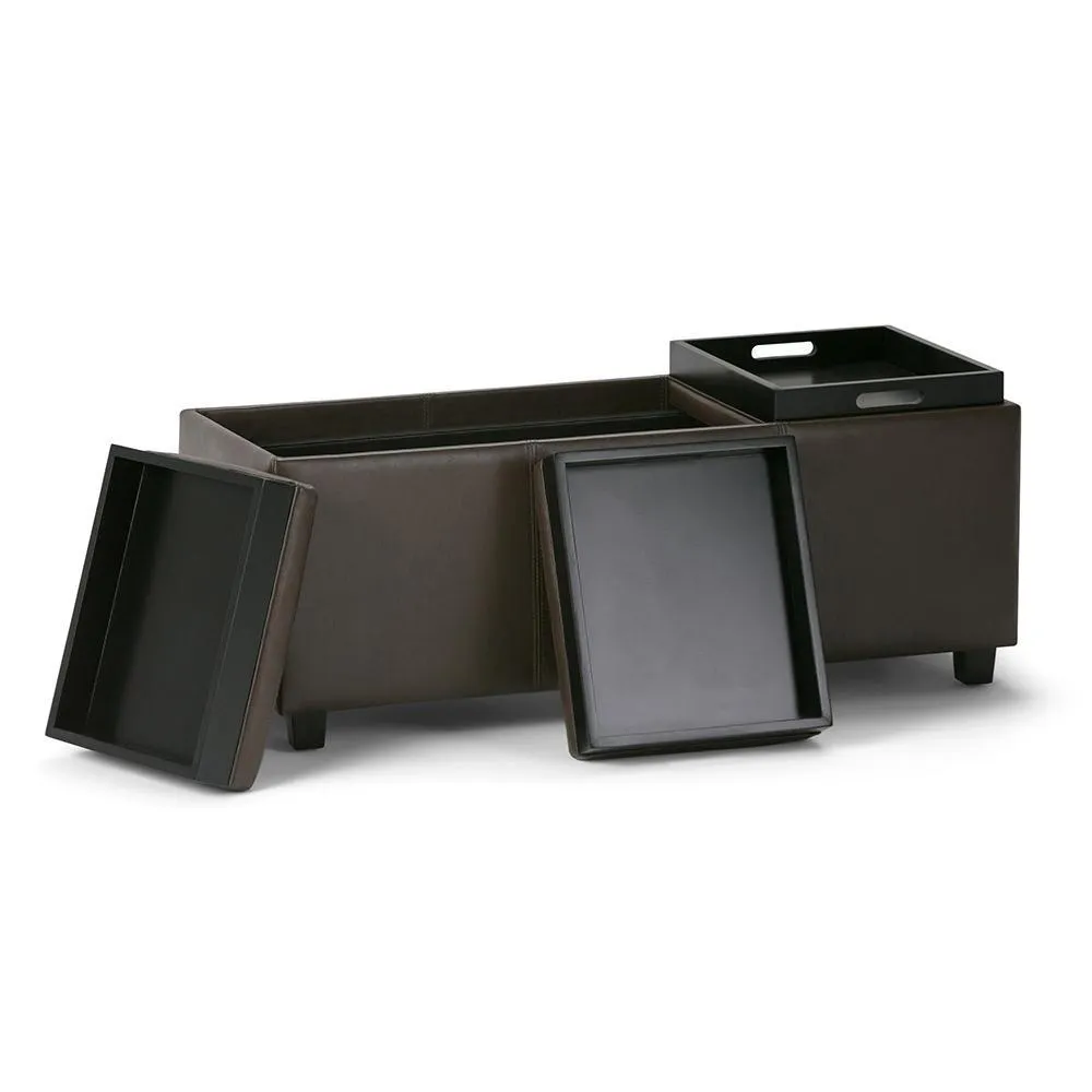 Avalon 3 Trays Ottoman in Vegan Leather