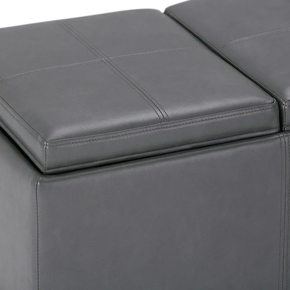 Avalon 3 Trays Ottoman in Vegan Leather