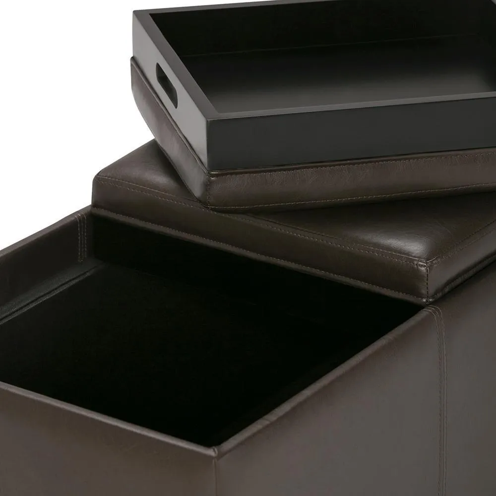 Avalon 3 Trays Ottoman in Vegan Leather
