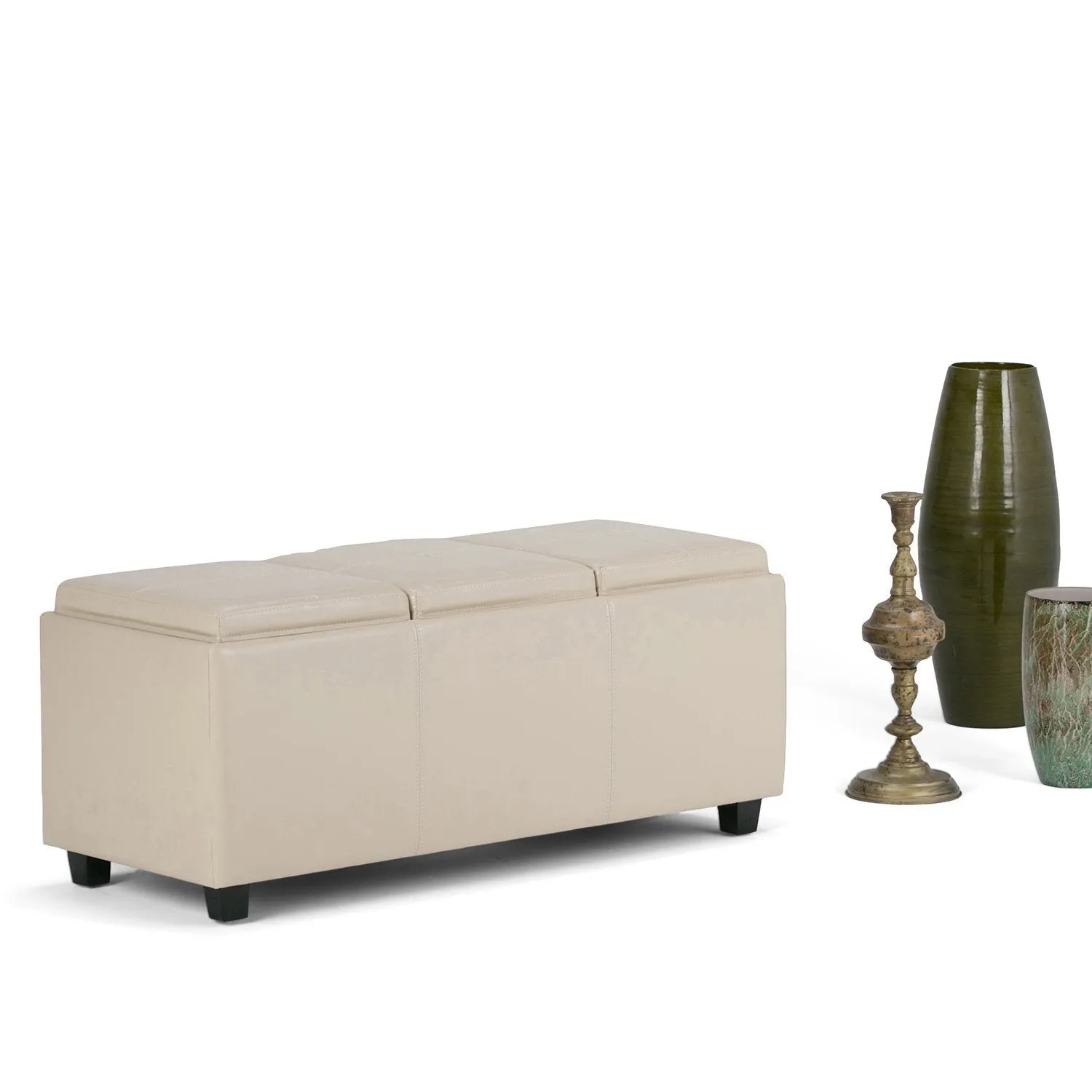 Avalon 3 Trays Ottoman in Vegan Leather
