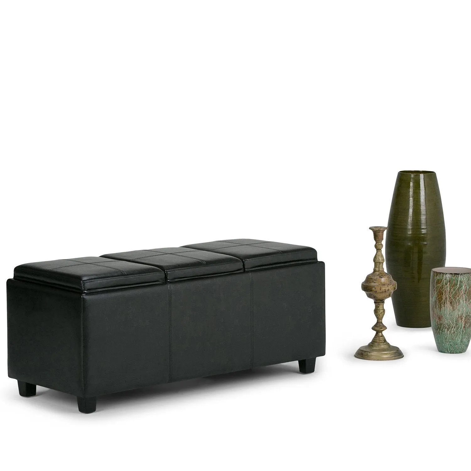 Avalon 3 Trays Ottoman in Vegan Leather