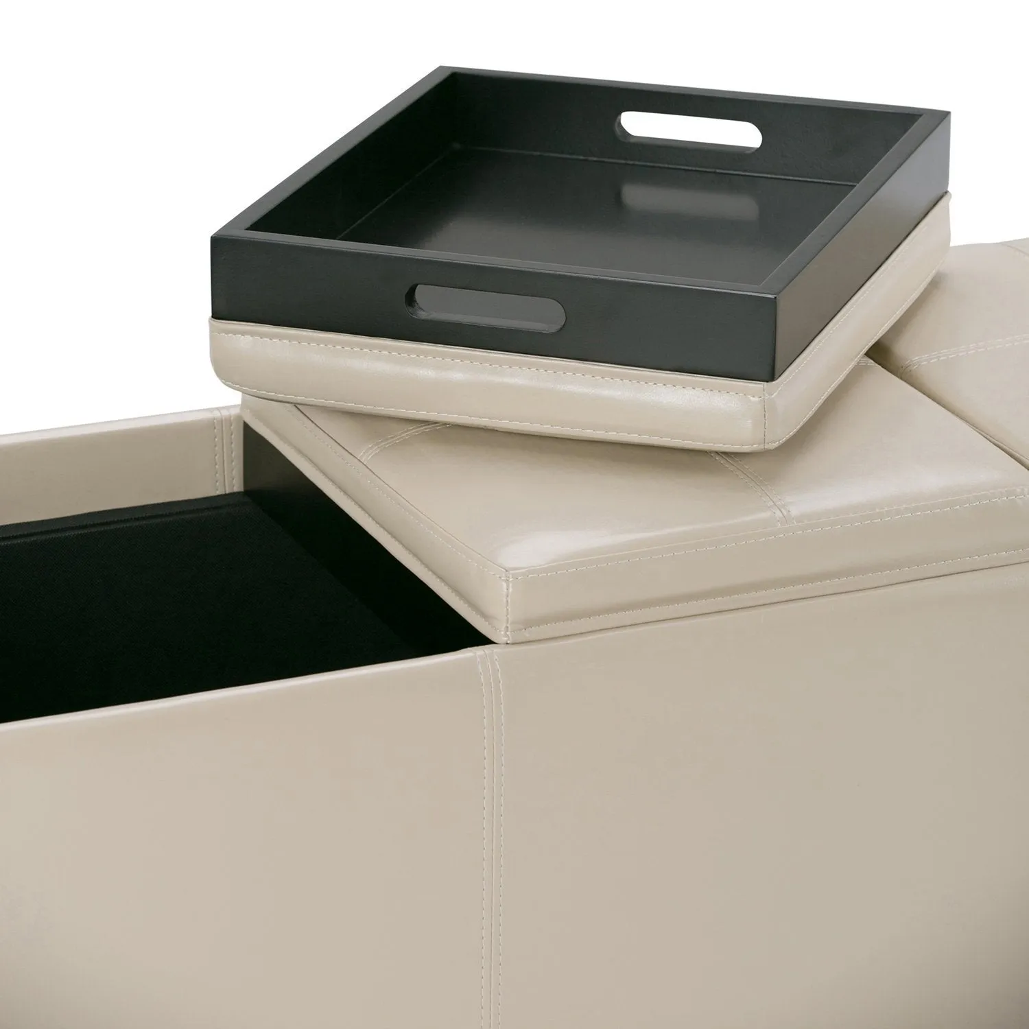 Avalon 3 Trays Ottoman in Vegan Leather
