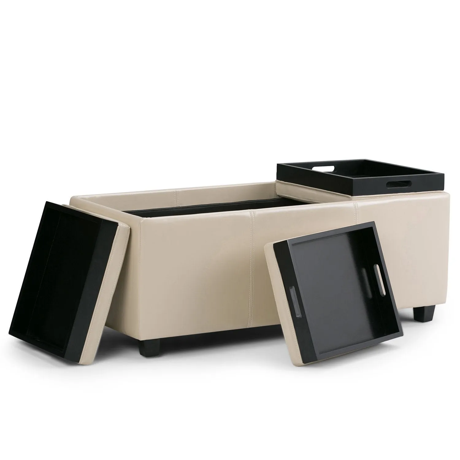 Avalon 3 Trays Ottoman in Vegan Leather