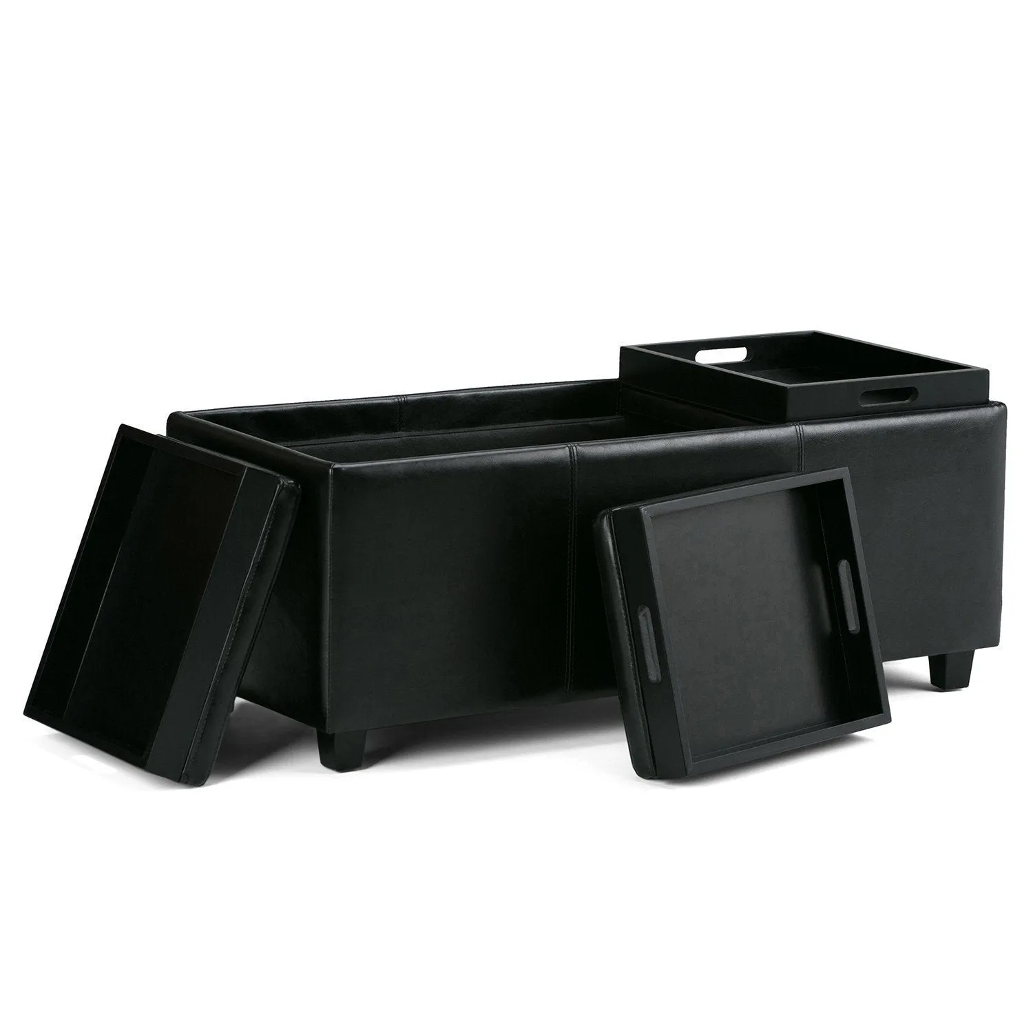 Avalon 3 Trays Ottoman in Vegan Leather