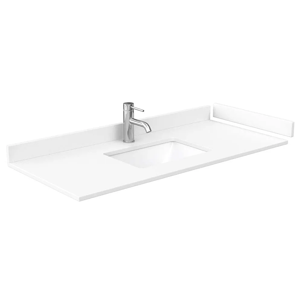 Avery 48 Inch Single Bathroom Vanity in White - Brushed Gold Trim