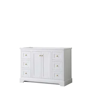 Avery 48 Inch Single Bathroom Vanity in White - Brushed Gold Trim