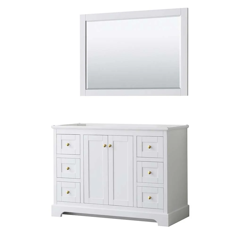 Avery 48 Inch Single Bathroom Vanity in White - Brushed Gold Trim