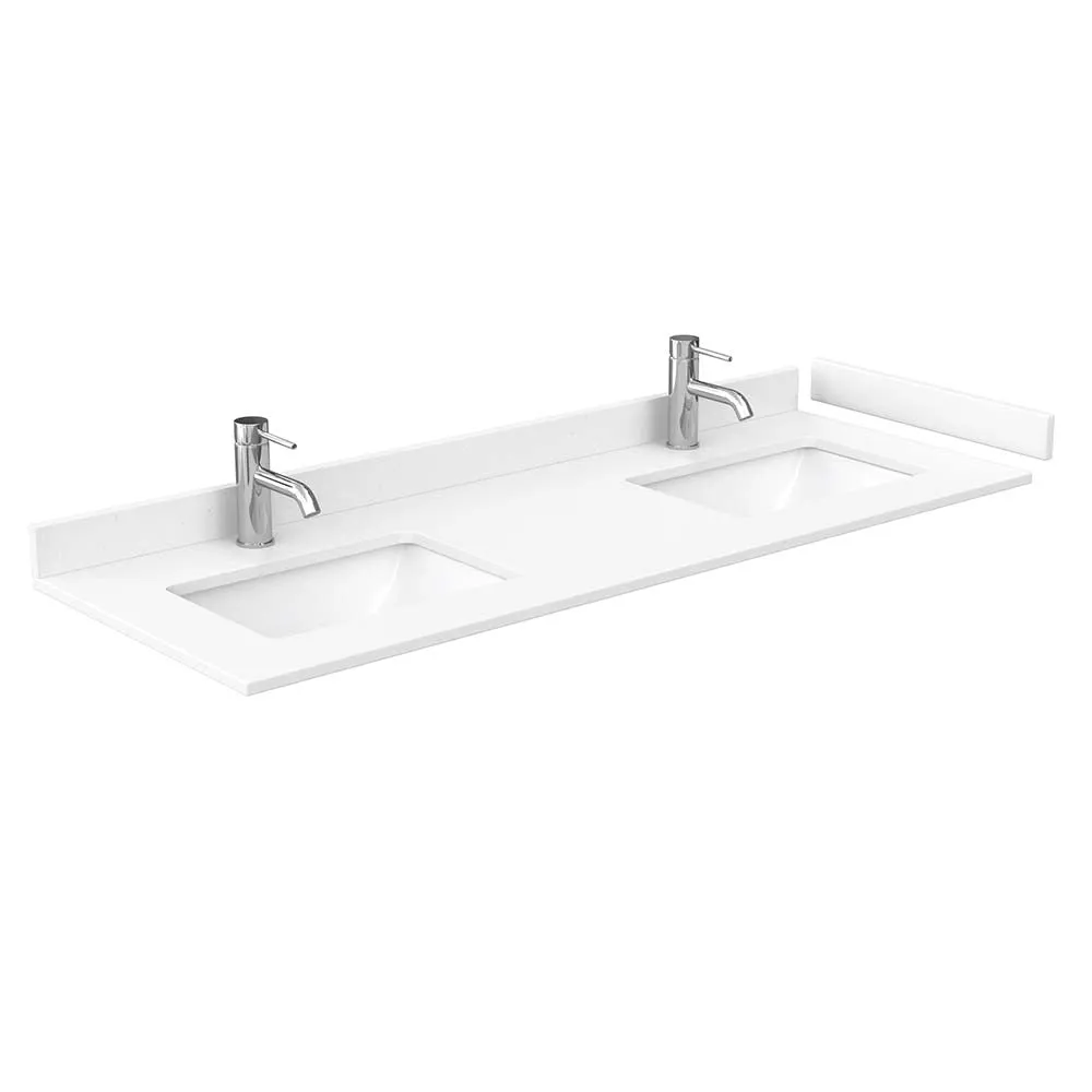 Avery 60 Inch Double Bathroom Vanity in White - Polished Chrome Trim