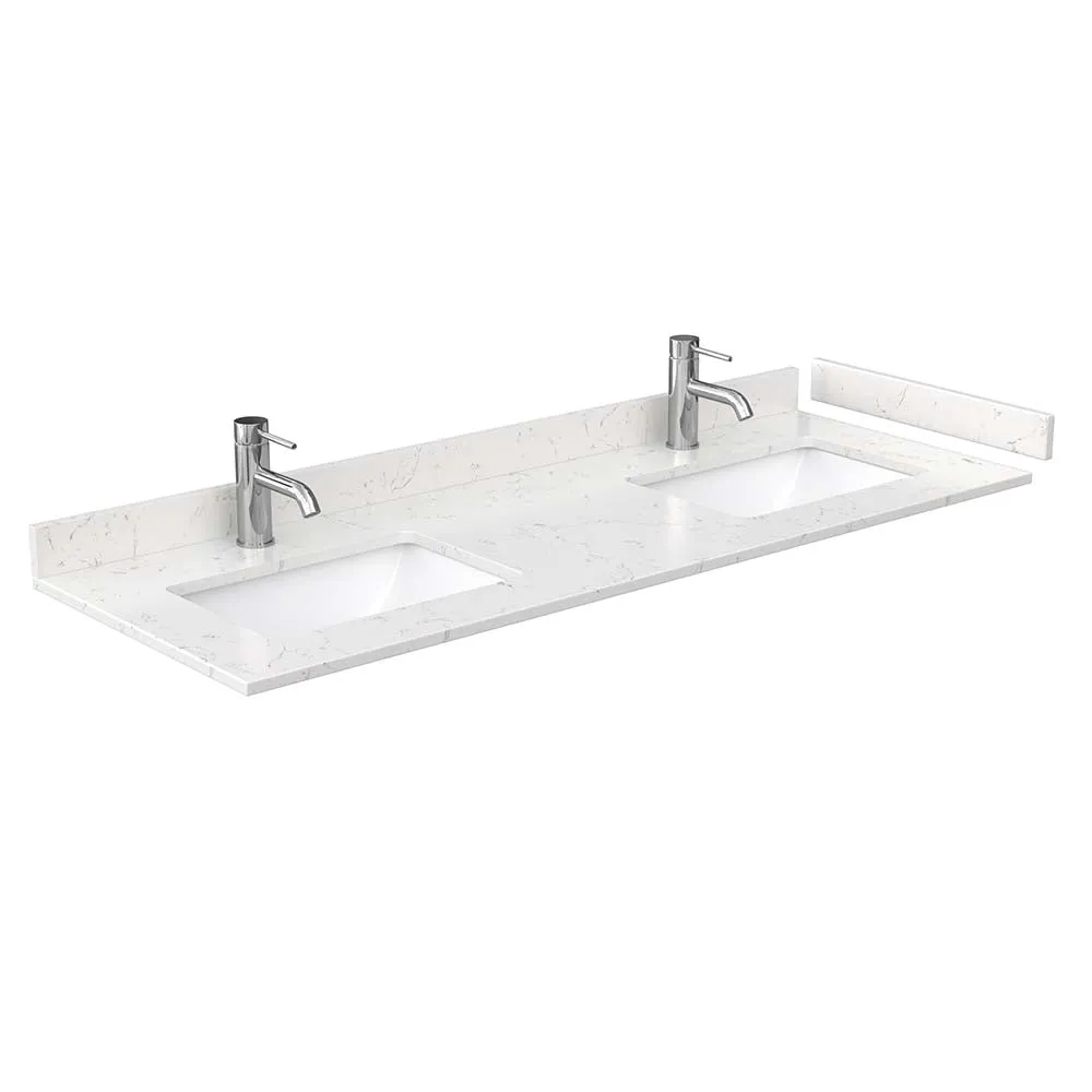 Avery 60 Inch Double Bathroom Vanity in White - Polished Chrome Trim