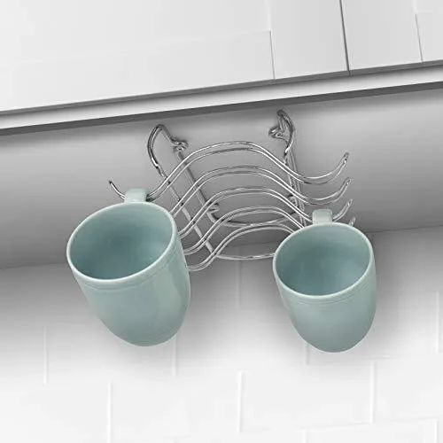 Blikke Decorative Kitchen Mounted Under Cabinet or Over the Shelf Rack Holder for Hanging Coffee Mugs and Tea Cups