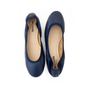 Blue ballet flats with elastic