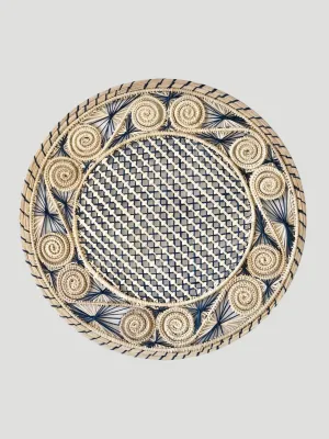 Blue Palm Woven Round 13.7" Placemat