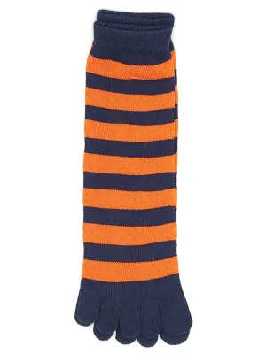 Bright and Bold Orange and Blue Stripe Toe Socks | ToeHugger