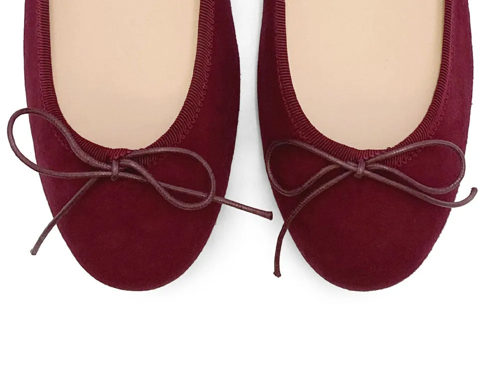 Burgundy suede ballet flats