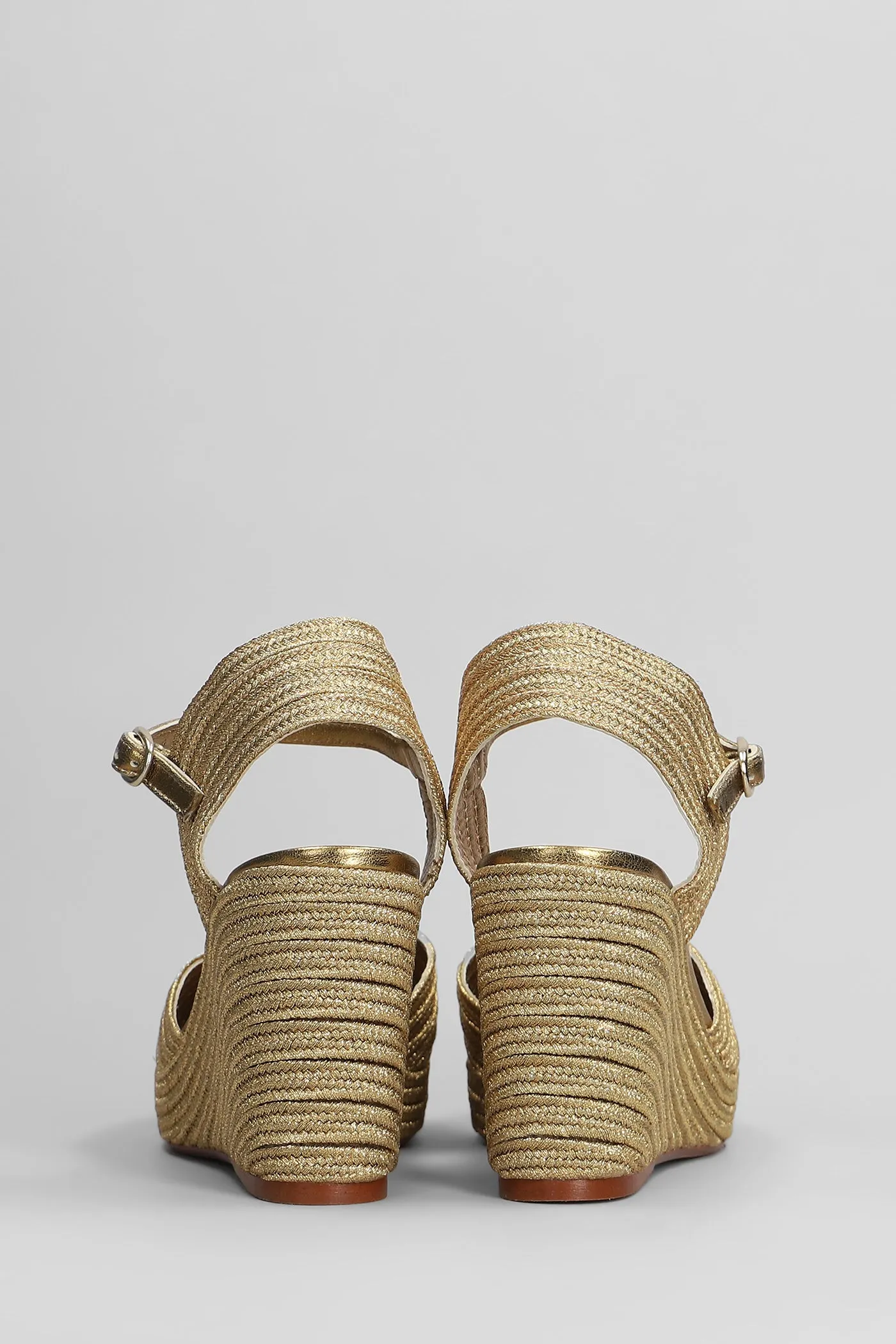 Carolyn-142 Wedges in gold fabric