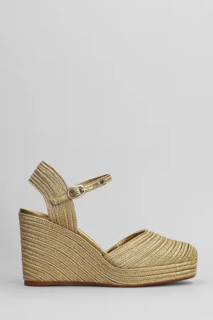 Carolyn-142 Wedges in gold fabric