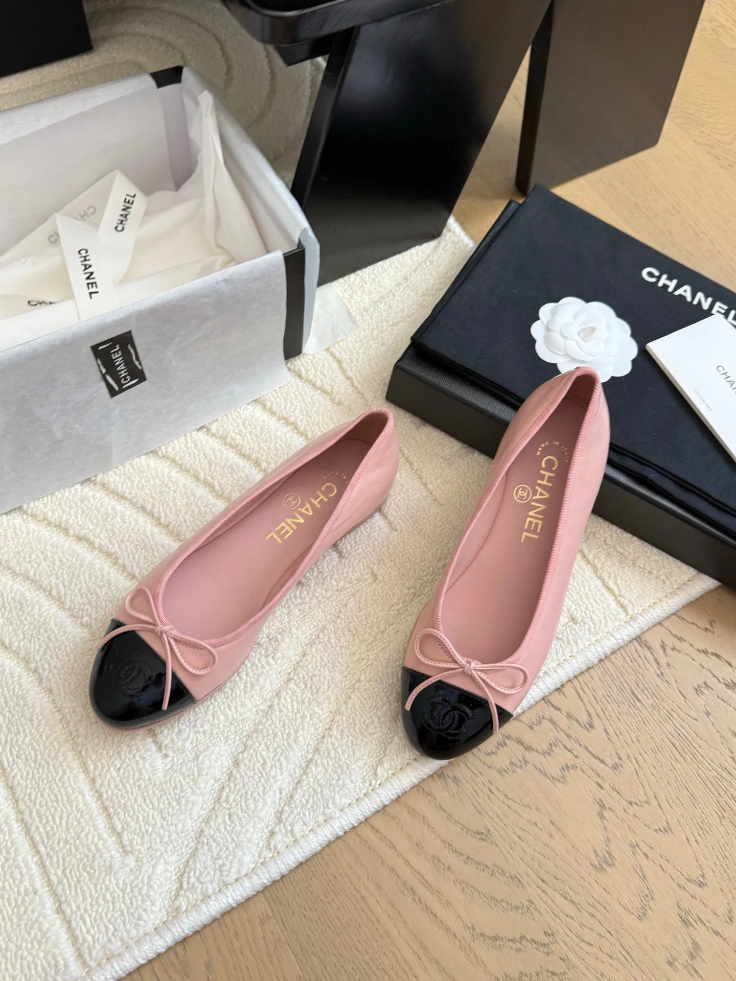 CC 25C Ballet Flat Two-tone Patent Calfskin