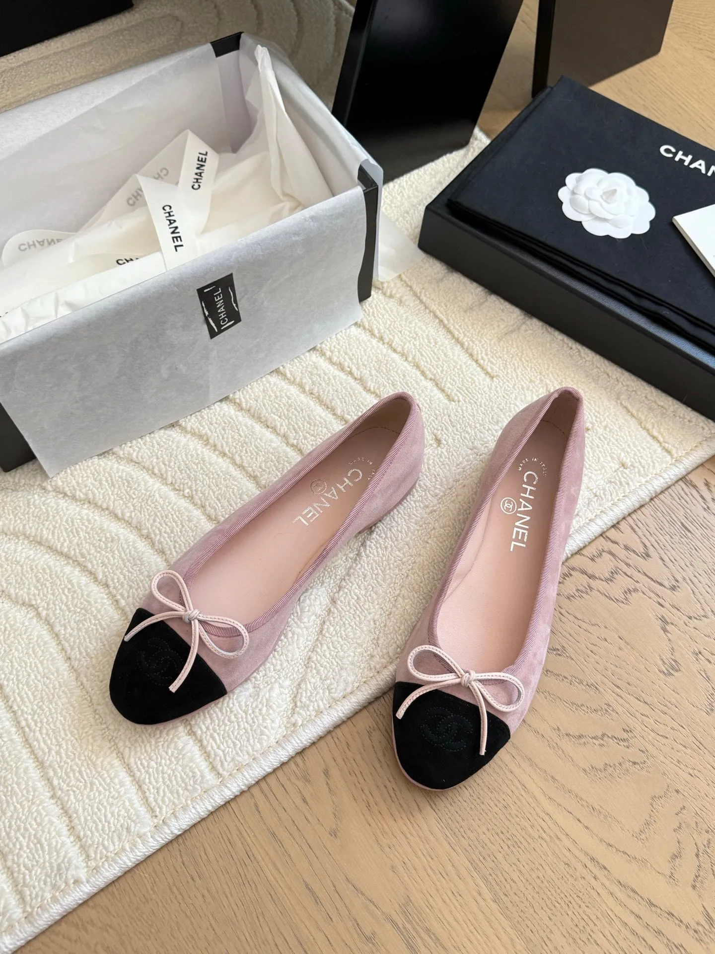 CC 25C Ballet Flat Two-tone Patent Calfskin