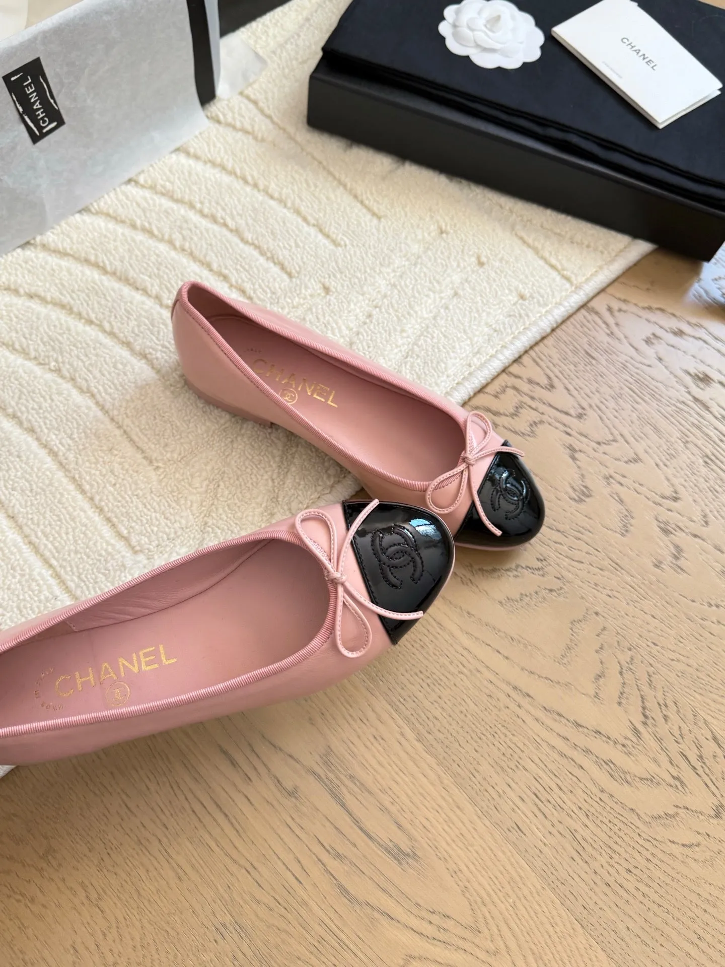 CC 25C Ballet Flat Two-tone Patent Calfskin