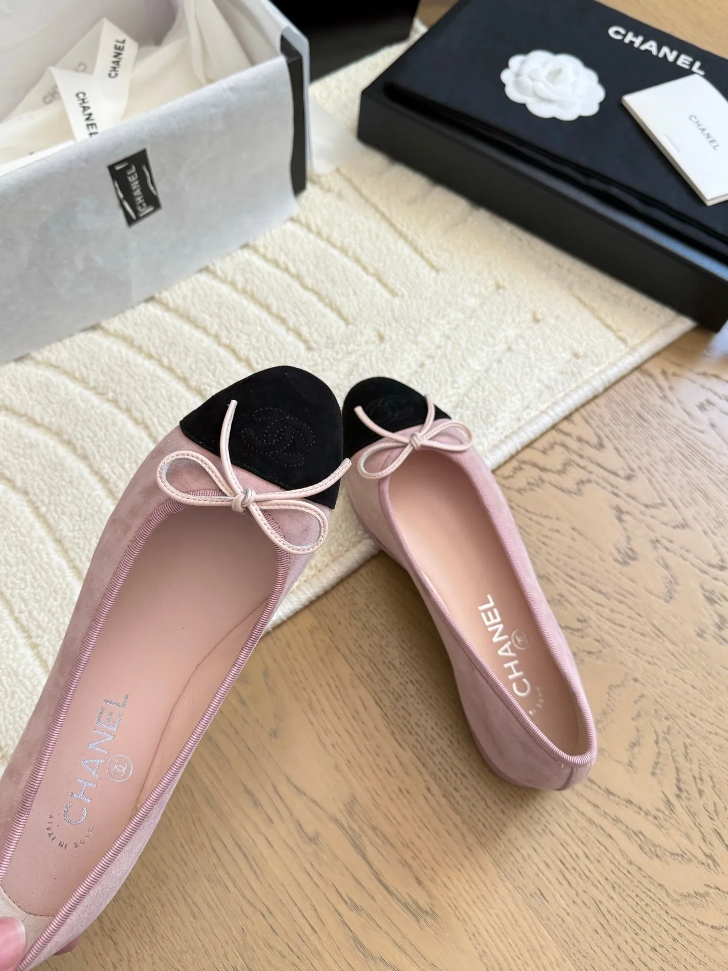 CC 25C Ballet Flat Two-tone Patent Calfskin