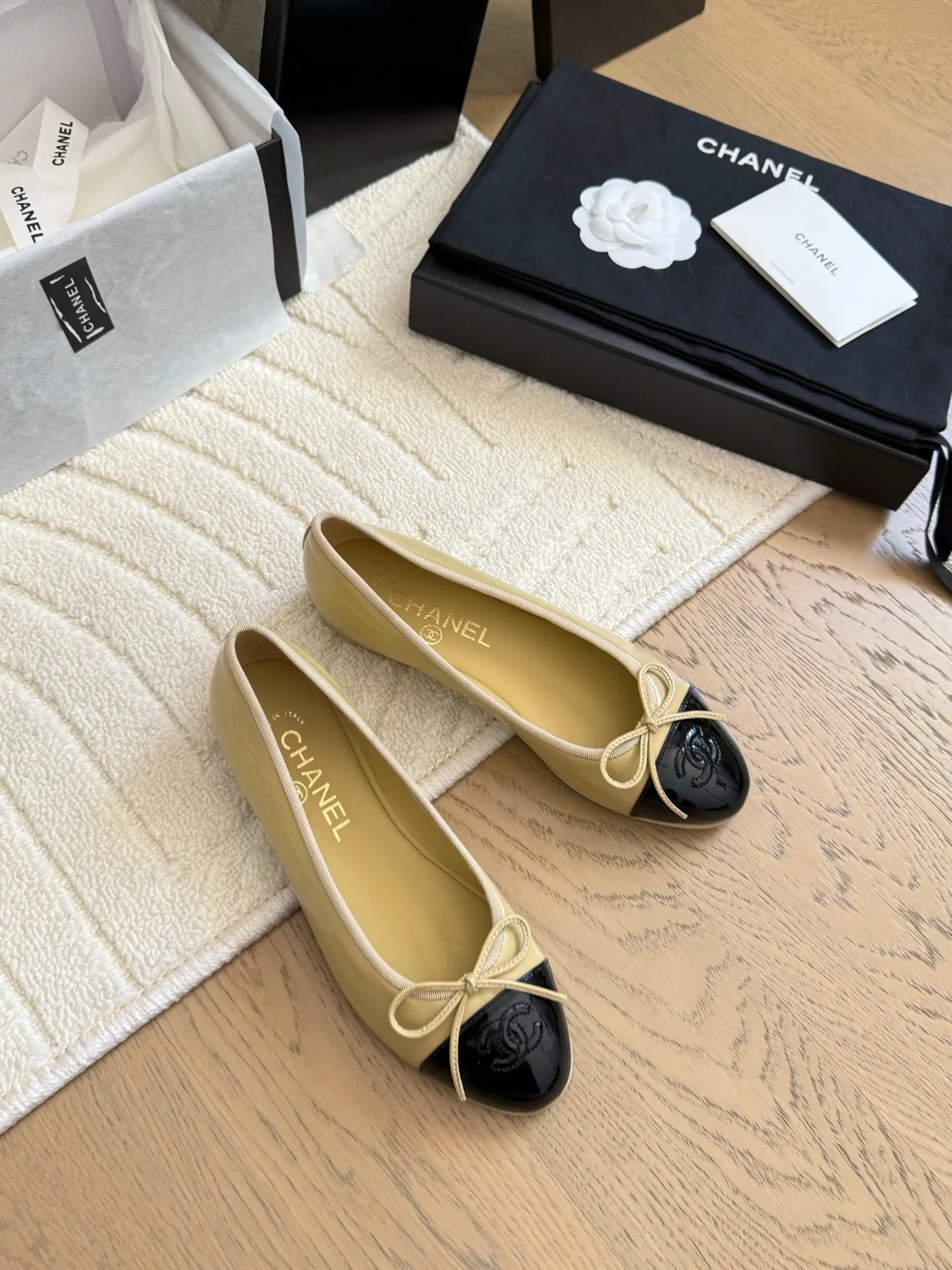 CC 25C Ballet Flat Two-tone Patent Calfskin