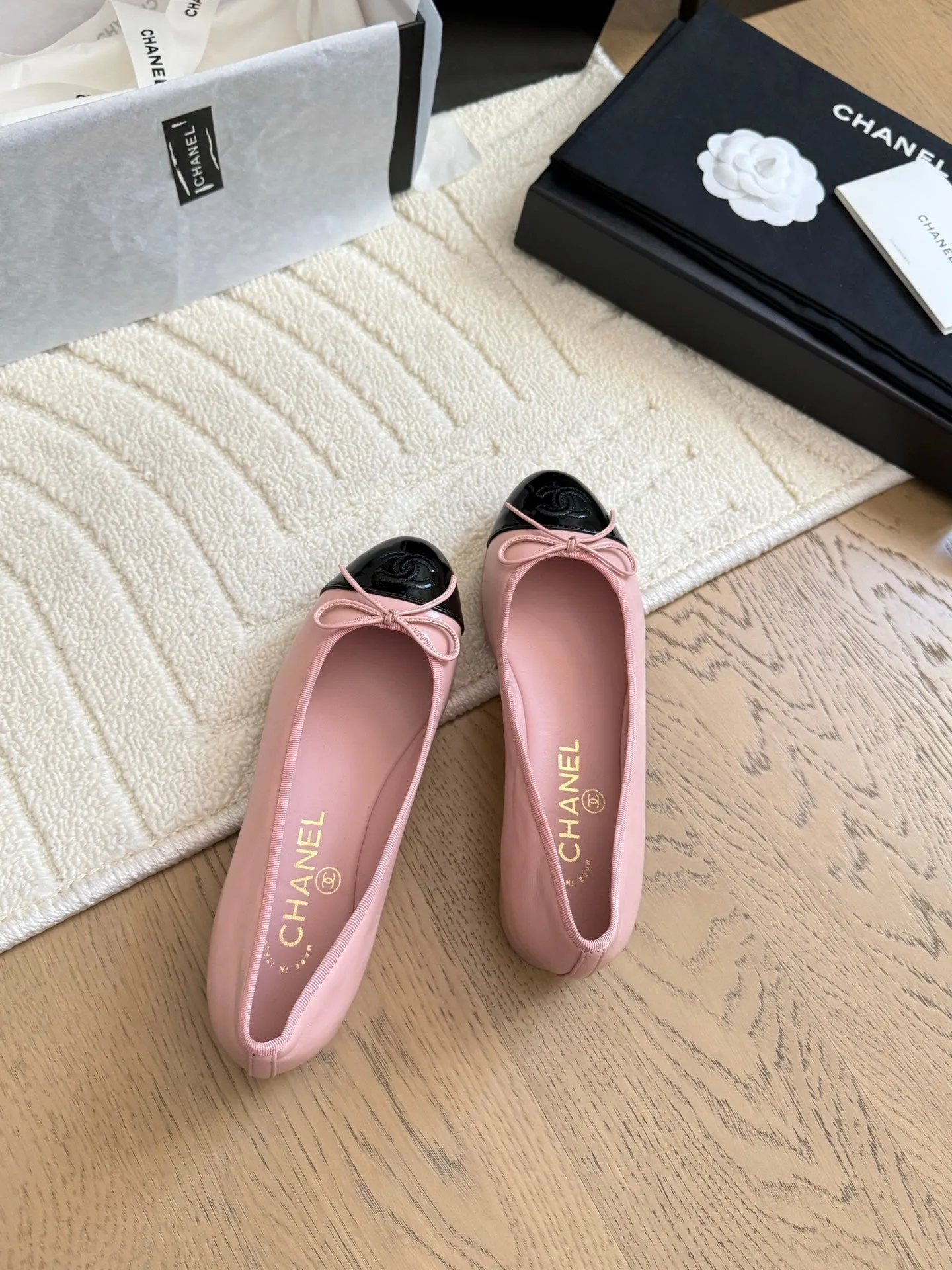 CC 25C Ballet Flat Two-tone Patent Calfskin