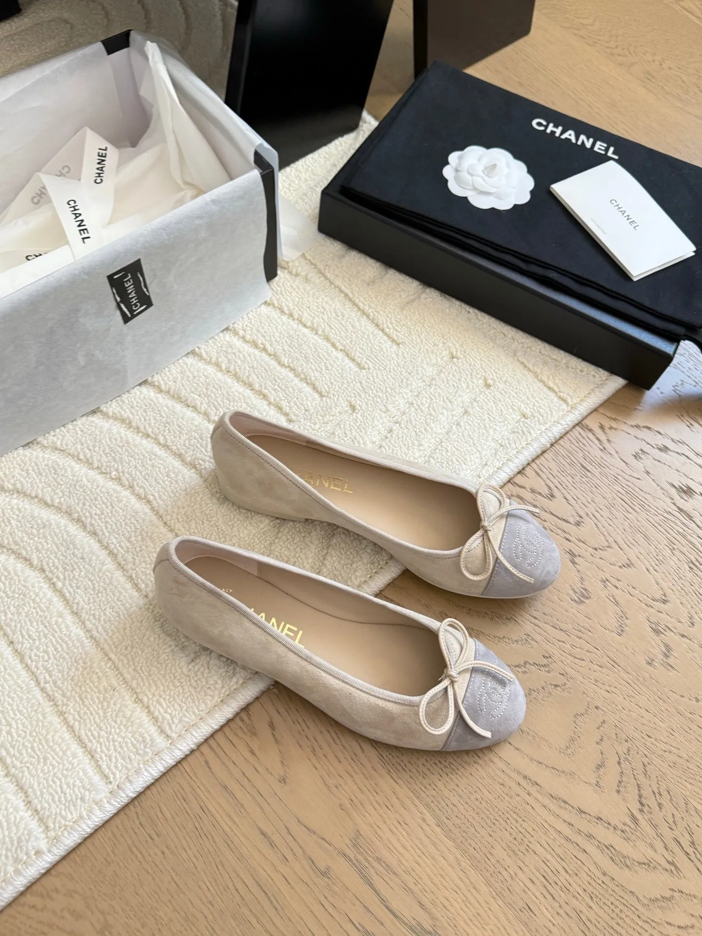 CC 25C Ballet Flat Two-tone Suede Calfskin