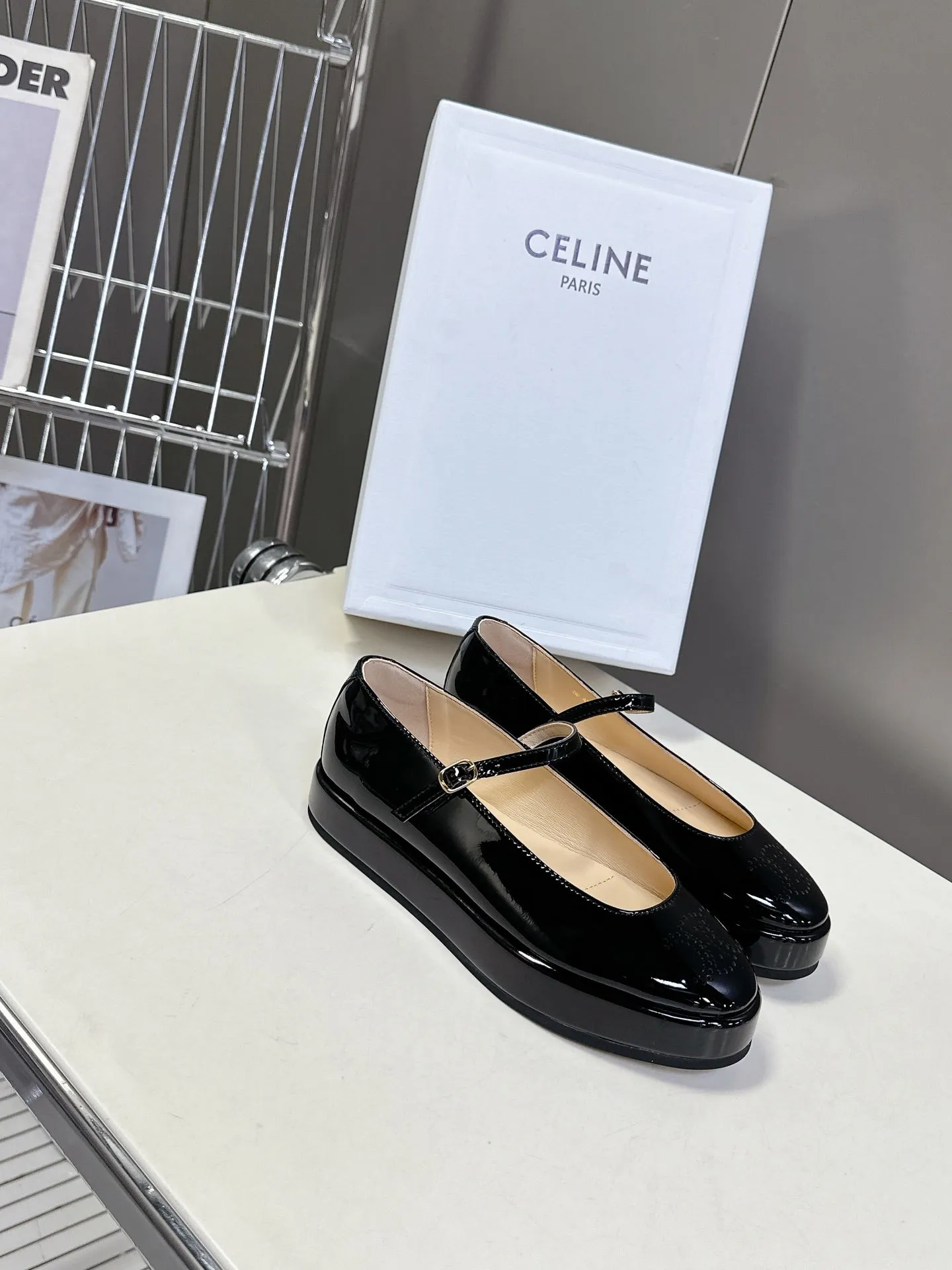 CELINE Ballet Flats Black Patent Leather 285931