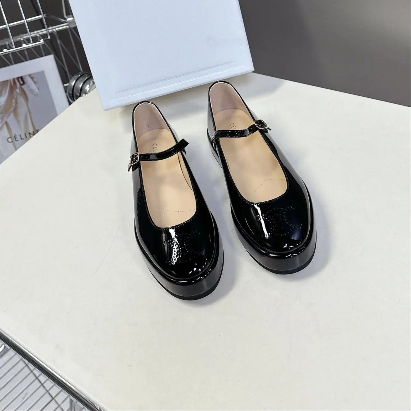 CELINE Ballet Flats Black Patent Leather 285931