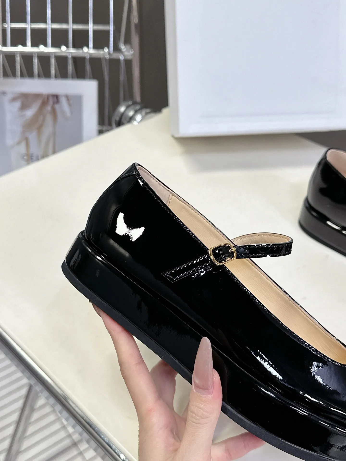 CELINE Ballet Flats Black Patent Leather 285931
