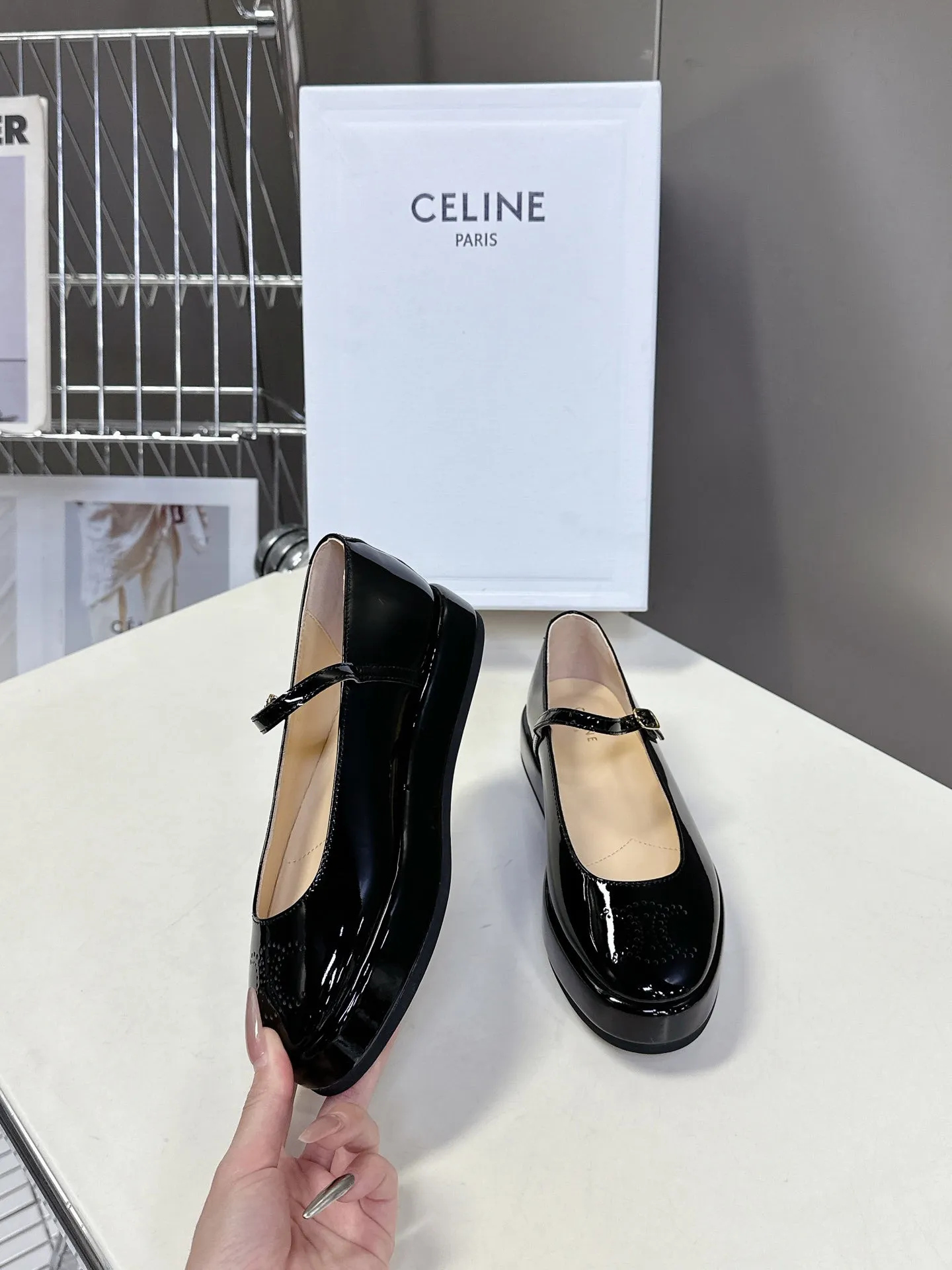 CELINE Ballet Flats Black Patent Leather 285931