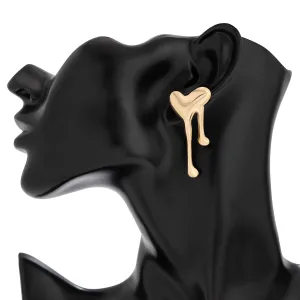 Chic Gold Silver Tone Melting Heart Earrings