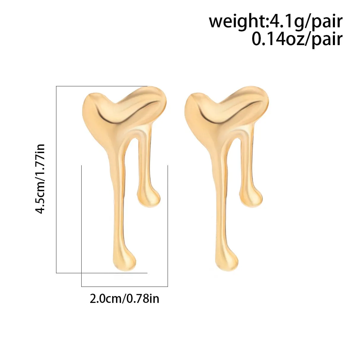 Chic Gold Silver Tone Melting Heart Earrings