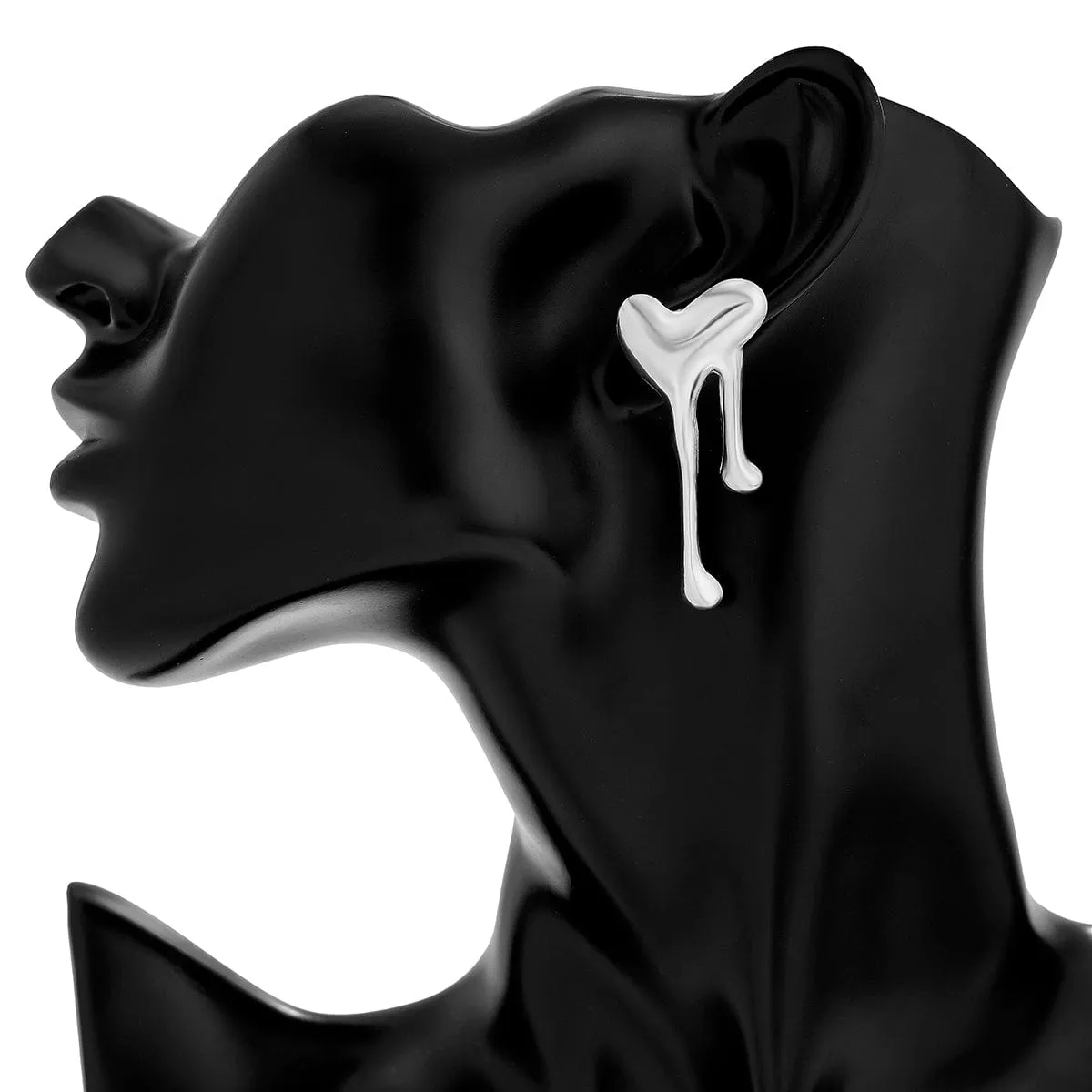 Chic Gold Silver Tone Melting Heart Earrings