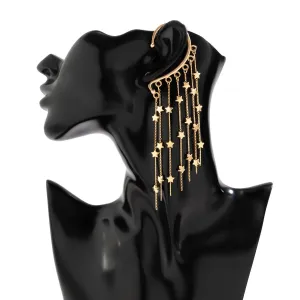 Chic Gold Tone Dangling Star Tassel Ear Wrap Earring