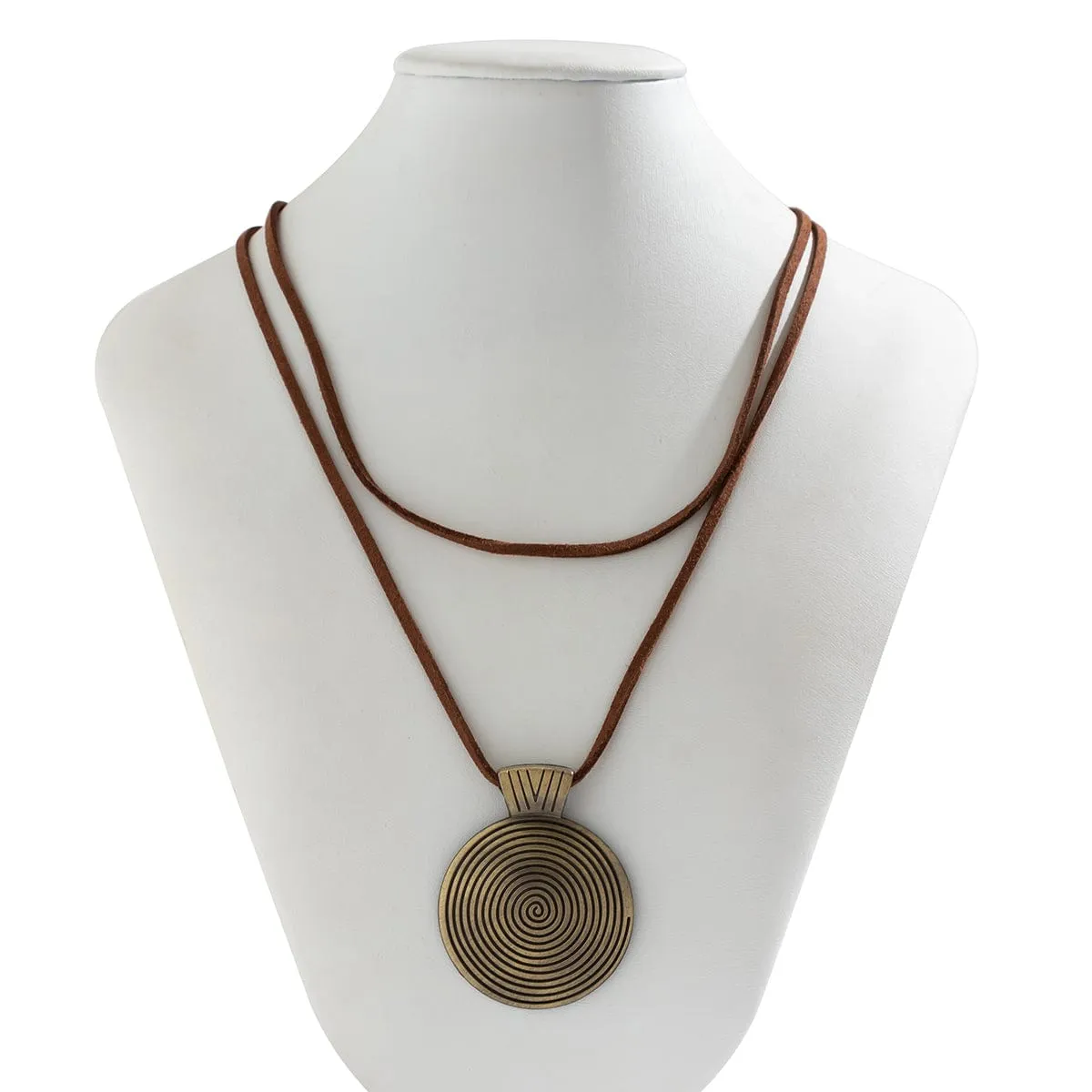 Chic Layered Velvet Large Round Pendant Necklace