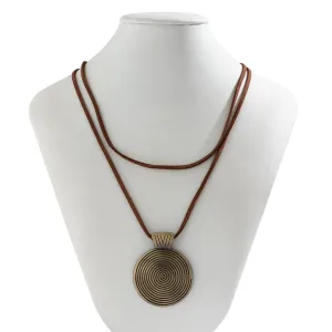 Chic Layered Velvet Large Round Pendant Necklace