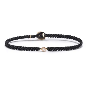 Classic black  woven bracelet with diamond