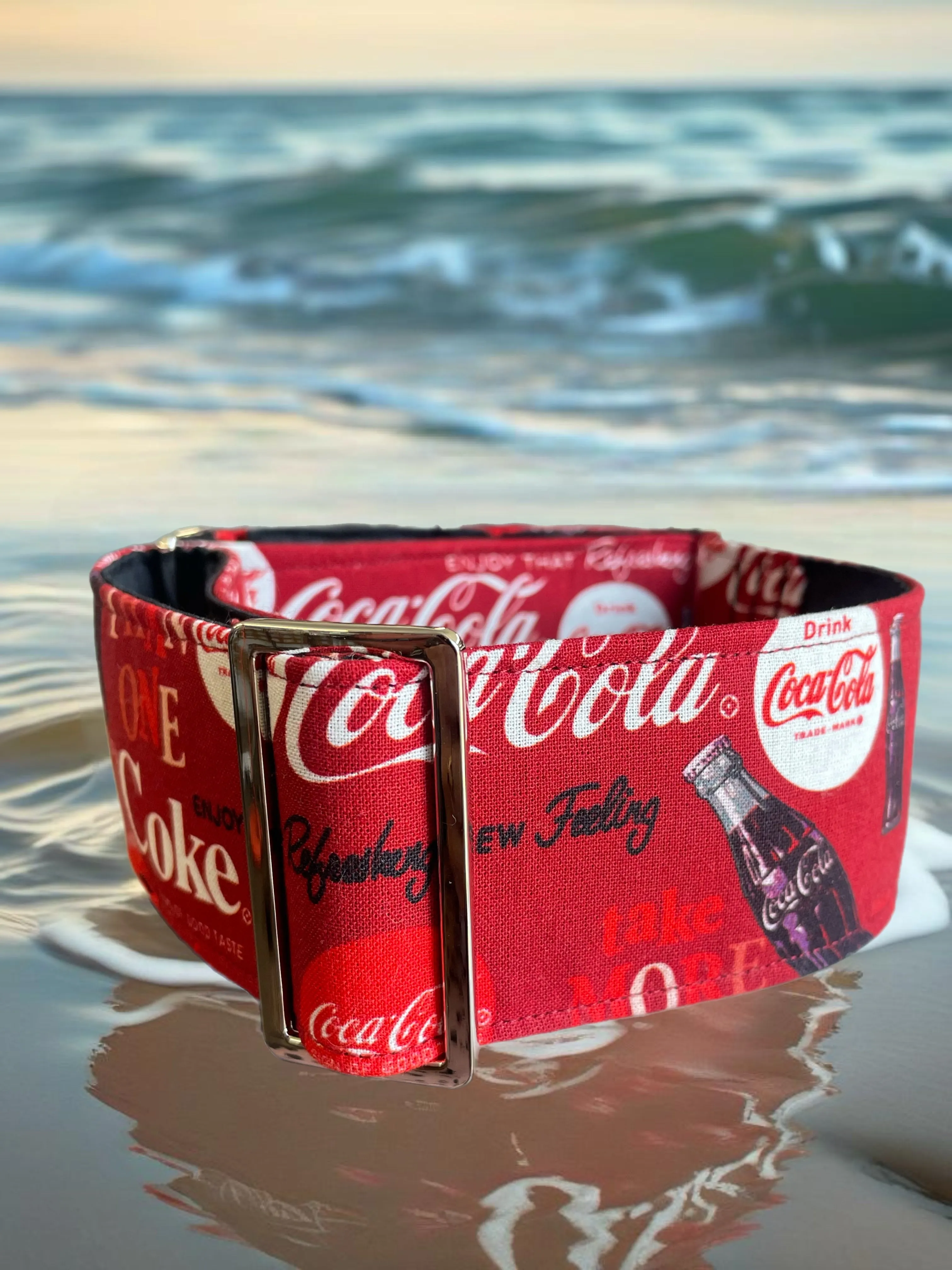 Classic coke design summer ready greyhound Martingale collar cotton covered 50mm width super soft