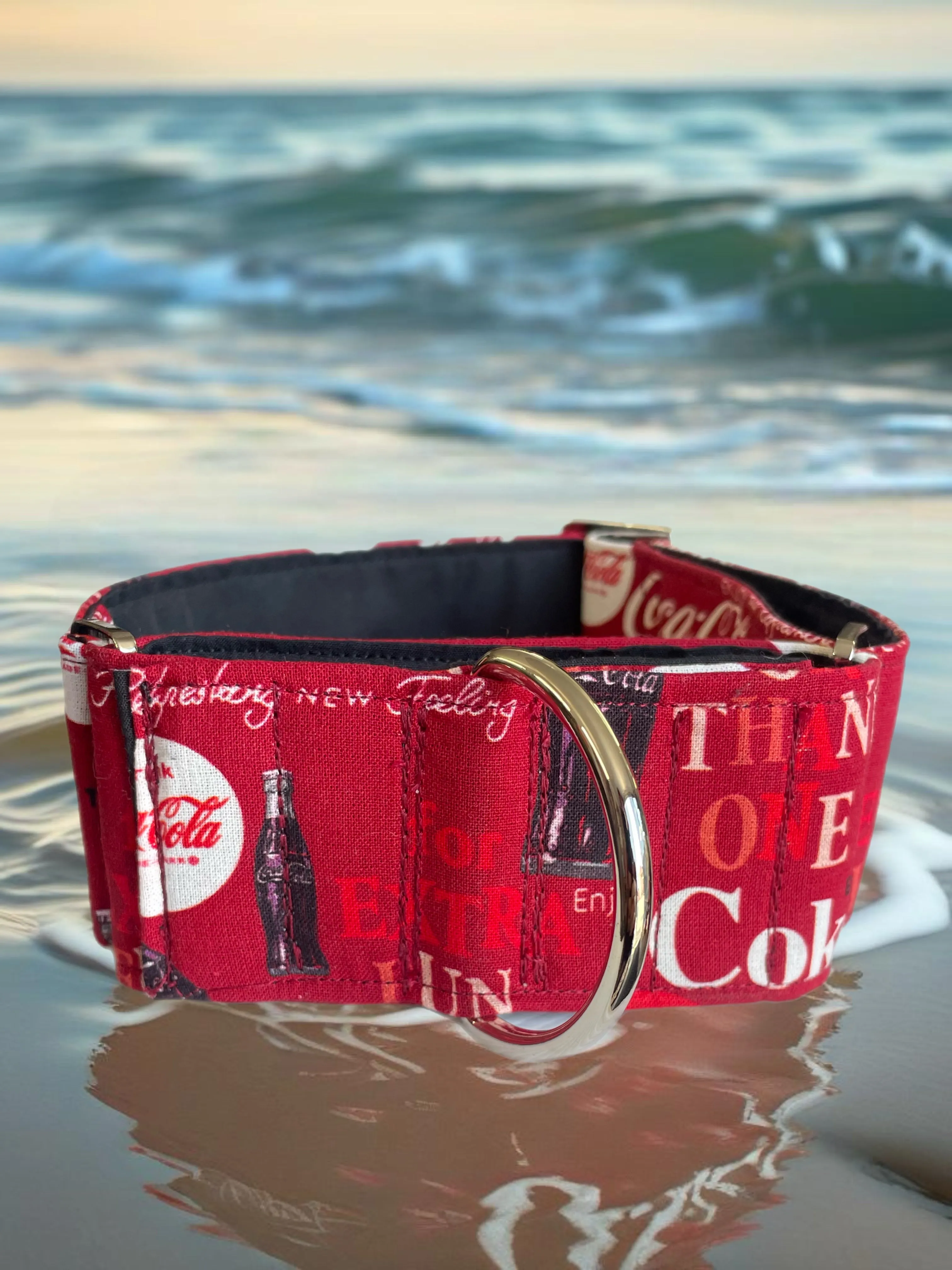 Classic coke design summer ready greyhound Martingale collar cotton covered 50mm width super soft