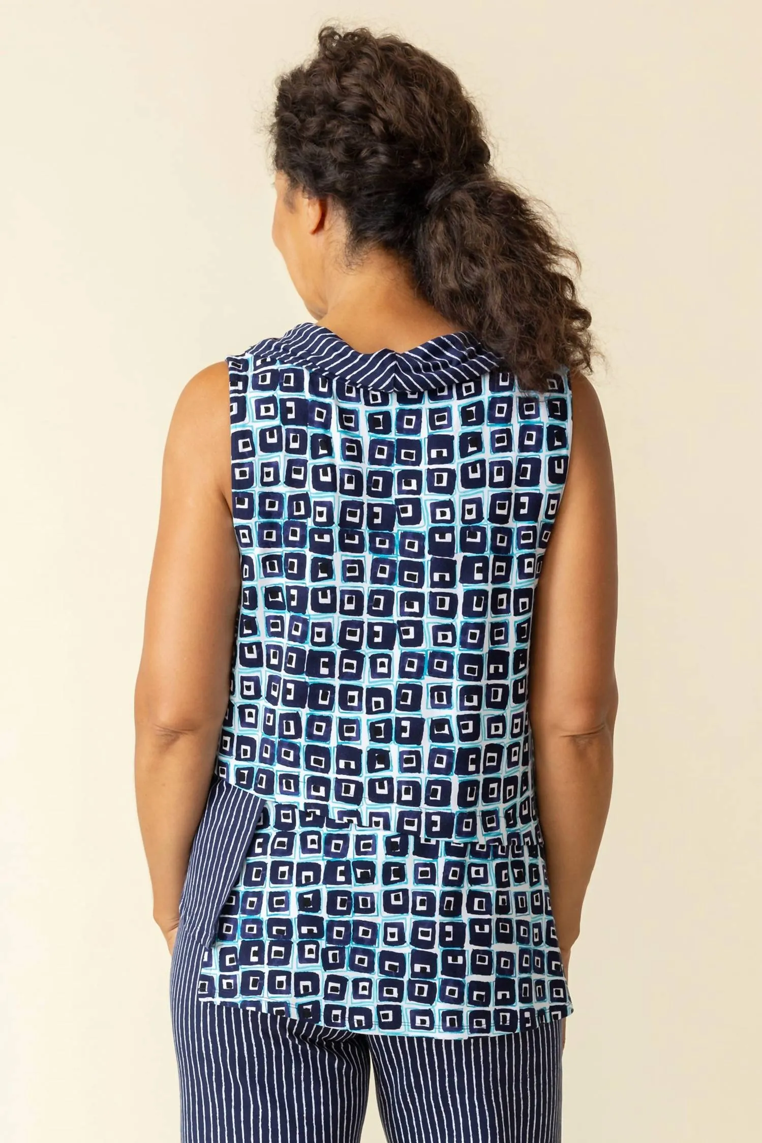 Cowl Tank Blouse In Navy