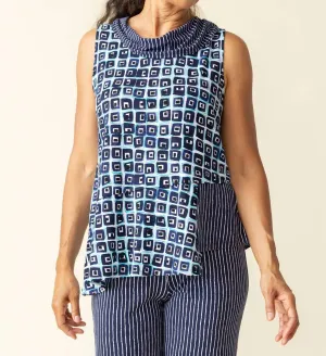 Cowl Tank Blouse In Navy