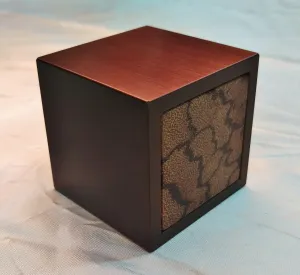 Cube Engagement Ring Box - Bronze Anodized Aluminum and Marble Wood