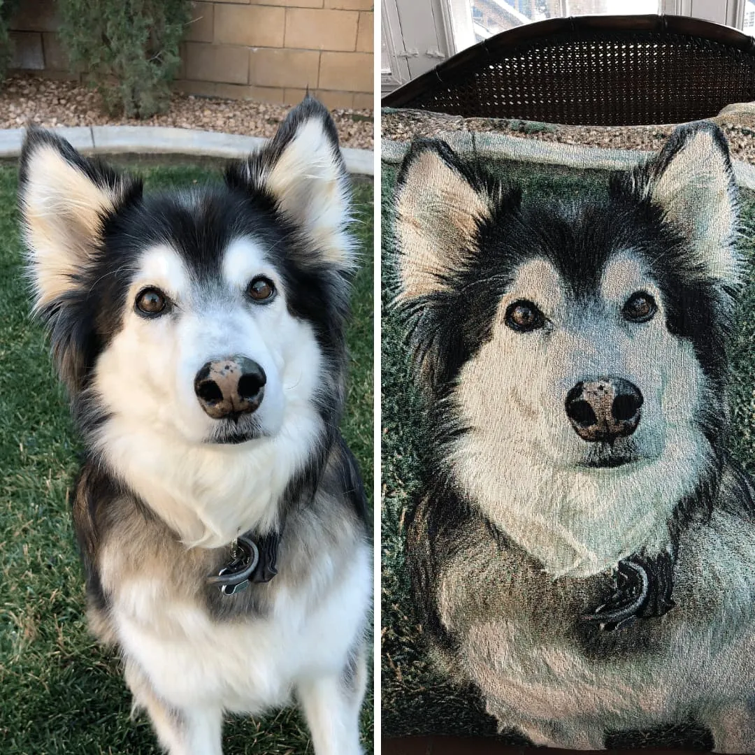 Custom Pet Portrait Woven Blanket Throw