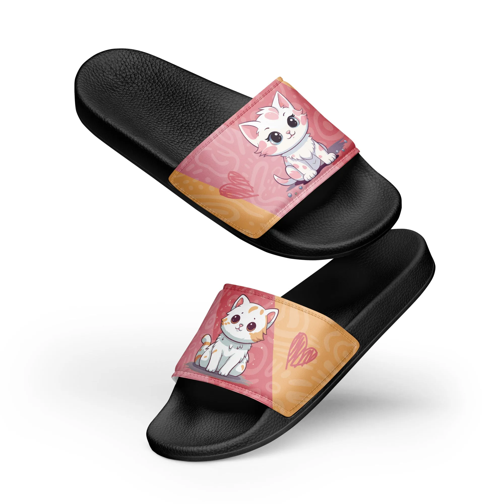Cute Cat-Themed Pink Women's Slides