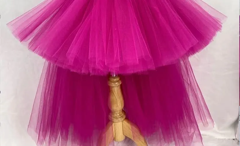 Cute trailing bow mesh baby's first birthday party girl princess dress