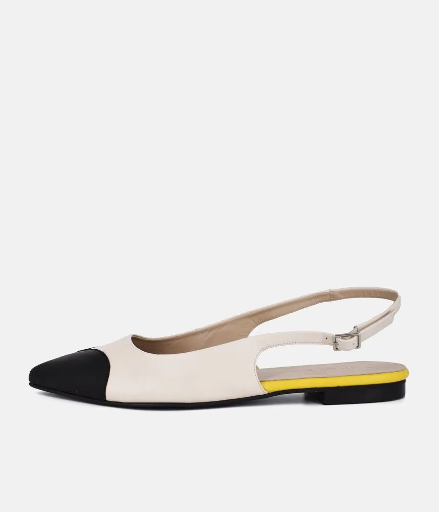 Dansi Striking Cream/Black Slingback Flats