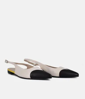 Dansi Striking Cream/Black Slingback Flats