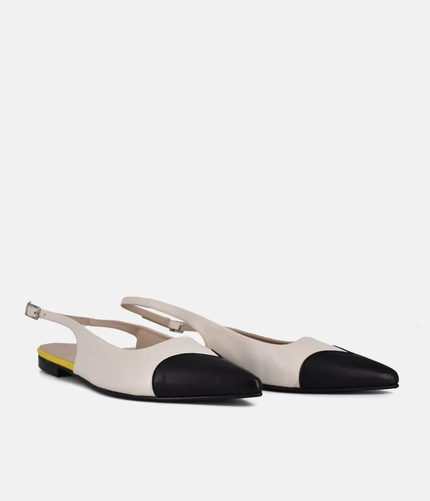 Dansi Striking Cream/Black Slingback Flats