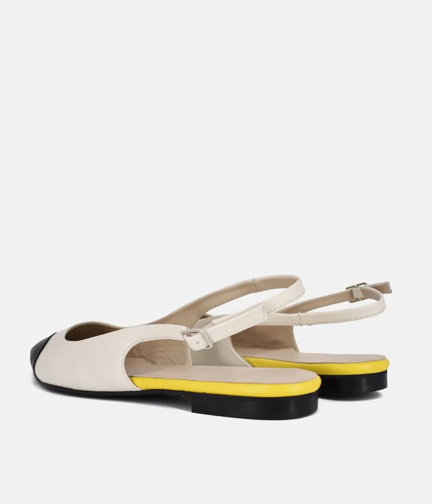 Dansi Striking Cream/Black Slingback Flats